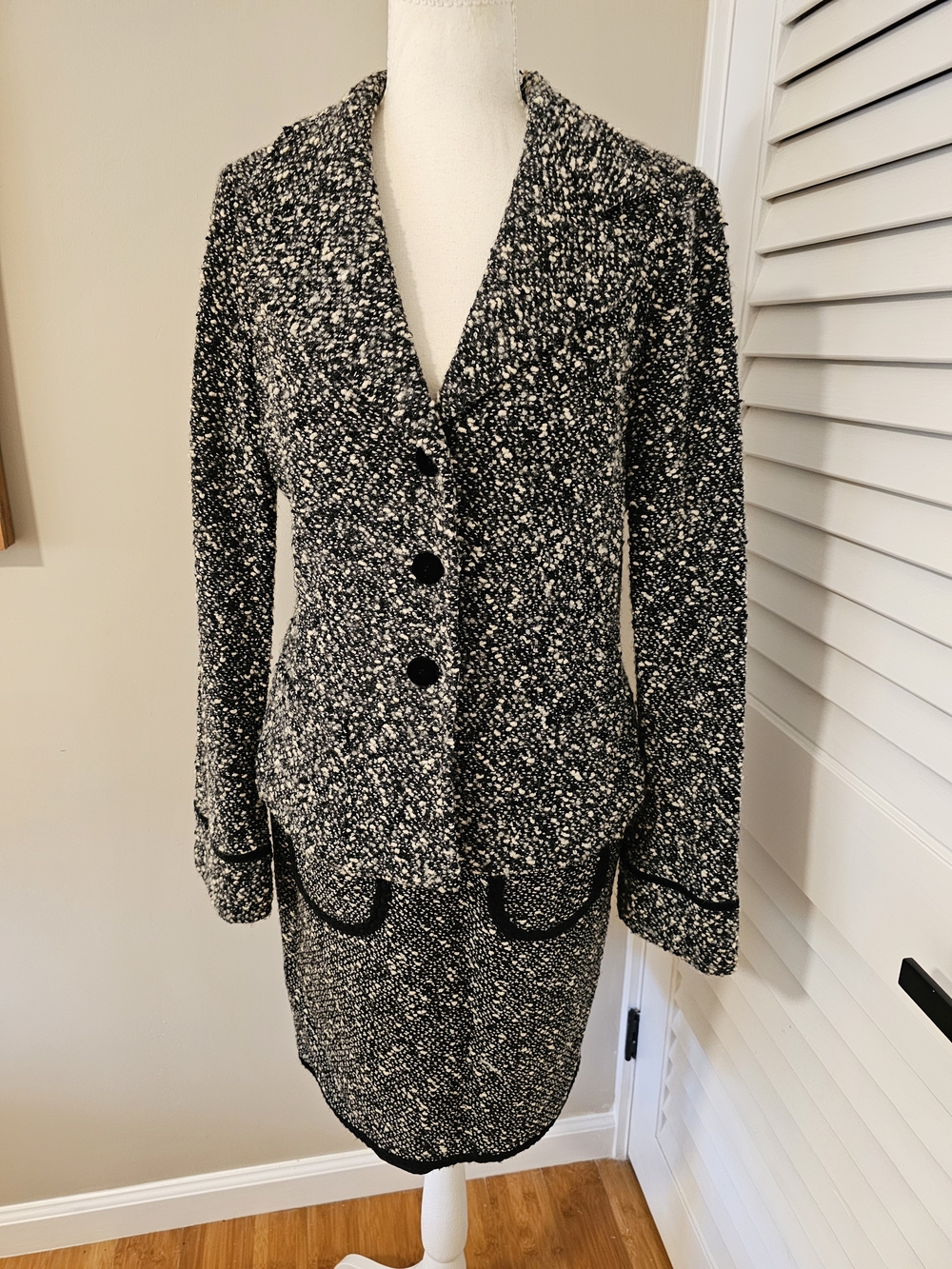 Nanette Lepore Black and White Tweed Blazer